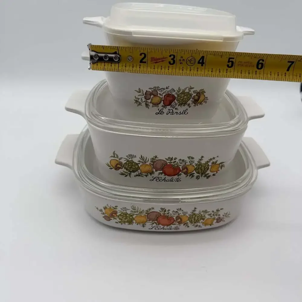 Vintage CorningWare Spice O’ Life Casserole Dish Set Lids Le Persil L’Echalote